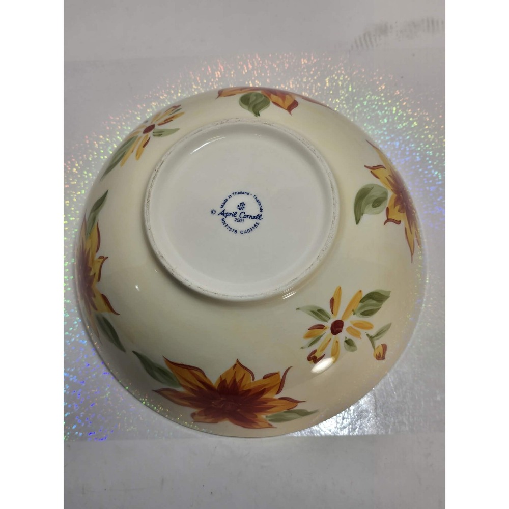 🌻 April Cornell Floral Ceramic Bowl 10" Cottagecore Farmhouse Serving EUC 🌻 - Picture 3 of 6